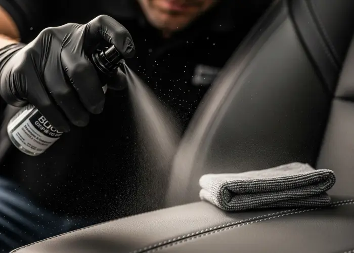 Expert using surface coating to protect car leather seat