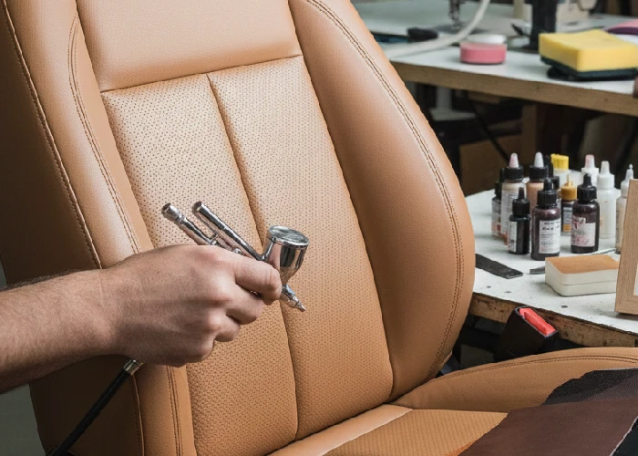 Car seat leather repair tailored for natural, PU, Napa, and corrected grain leather with customized techniques.